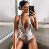 New 3 Colors Sexy Hollow Lingerie Women Bra Set Lace Deep V Hot Erotic Sexy Underwear Halter Open One Piece Perspective Lingerie