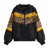 Pullover Hoodies Womens Autumn Winter Long Sleeve Leopard Hooded Sweatshirt Patchwork Zip Outwear Female Casual Coat Plus Size