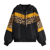 Pullover Hoodies Womens Autumn Winter Long Sleeve Leopard Hooded Sweatshirt Patchwork Zip Outwear Female Casual Coat Plus Size