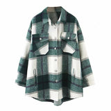 2020 Autumn Winter Plaid Oversize Jackets Loose Causal Checker Streetwear Coat