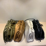 38cmBig Leather Pouch Handbag Women 2019 Soft Hand Purse Fashion Clutch Bag Evening Party Purse Bag Women Large Ruched Cloud Bag