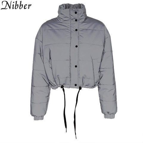 Nibber Winter Fashion  Reflective Short Warm Women Coat Jackets Short Jacket top Gray Color New Ladies Parka spring ladies Coat