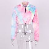 Hugcitar long sleeve zipper high neck Faux lambswool crop tops 2018 autumn winter women fashion solid coat jacket