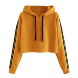 Womens Striped Long Sleeve Hoodie Sweatshirt Jumper Hooded Pullover Tops Blouse Oversize Hoodie Crop Top Mujer