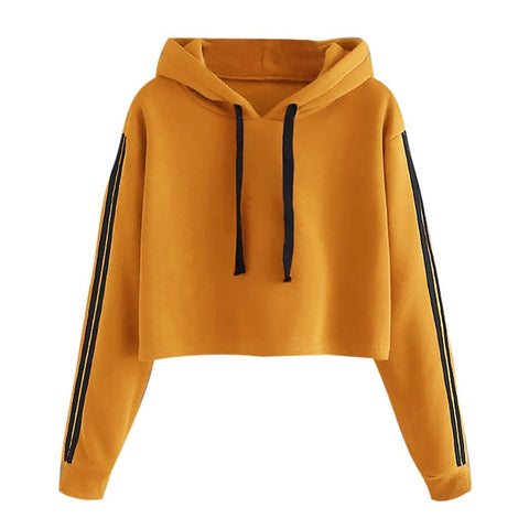 Womens Striped Long Sleeve Hoodie Sweatshirt Jumper Hooded Pullover Tops Blouse Oversize Hoodie Crop Top Mujer