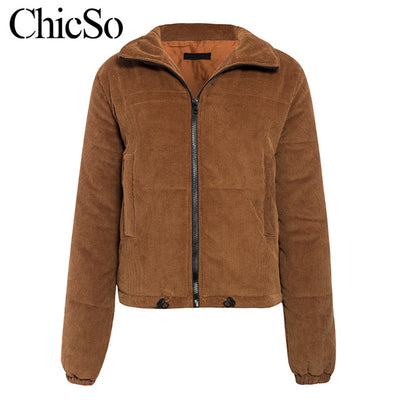 MissyChilli Casual down parka jacket women coat winter Female khaki streetwear short coat Snow wear corduroy warm outerwear2020