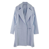 MVGIRLRU elegant Long Women's coat lapel 2 pockets belted Jackets solid color coats Female Outerwear