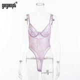 Gagaopt Sexy Bodysuit Women 2019 Bow Tie Floral Embroidery Hollow Out Lace Bodysuit Black White Jumpsuit Summer Overalls