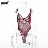 Gagaopt Sexy Bodysuit Women 2019 Bow Tie Floral Embroidery Hollow Out Lace Bodysuit Black White Jumpsuit Summer Overalls