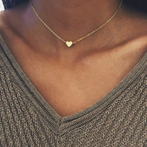Simple Heart Chain Necklace Fashion Layers Jewelry For Women Chokers Girlfriend Party Birthday Valentine Gift Dropshipping 2020