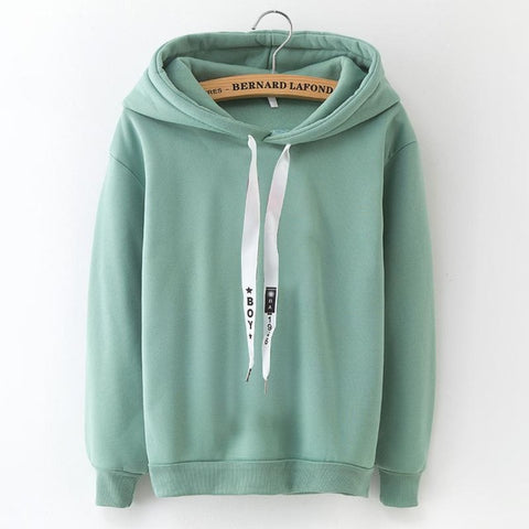 LANSHANQUE S-XXXL Autumn Winter Fleece Harajuku Pullover Solid Thick Loose Women Hoodies Sweatshirts Female Casual Coat