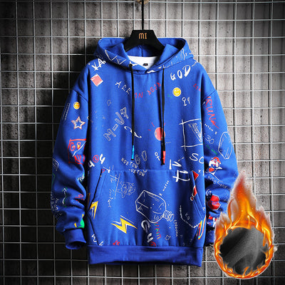 SingleRoad Men's Winter Hoodies Men 2019 Fleece Graffiti Sweatshirt Male Hip Hop Harajuku Japanese Streetwear Yellow Hoodie Men