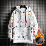 SingleRoad Men's Winter Hoodies Men 2019 Fleece Graffiti Sweatshirt Male Hip Hop Harajuku Japanese Streetwear Yellow Hoodie Men