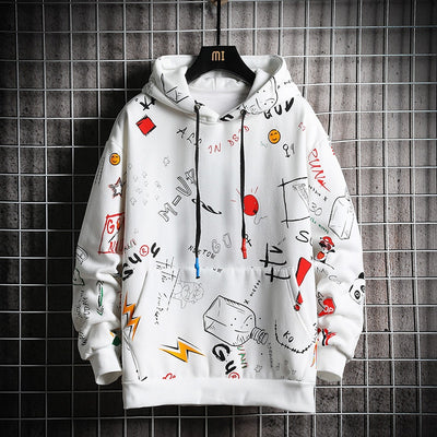 SingleRoad Men's Winter Hoodies Men 2019 Fleece Graffiti Sweatshirt Male Hip Hop Harajuku Japanese Streetwear Yellow Hoodie Men