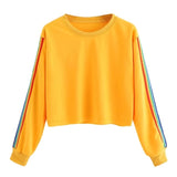 Hoodies Sweatshirt Womens Long Sleeve Rainbow Patchwork O Neck Sweatshirt Casual Sweatshirt Pullover толстовка женская ##4