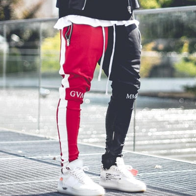 April MOMO 2019 Men Jogger Patchwork Gyms Pants Men Fitness Bodybuilding Gyms Pants Runners Clothing Sweatpants Trousers Hombre