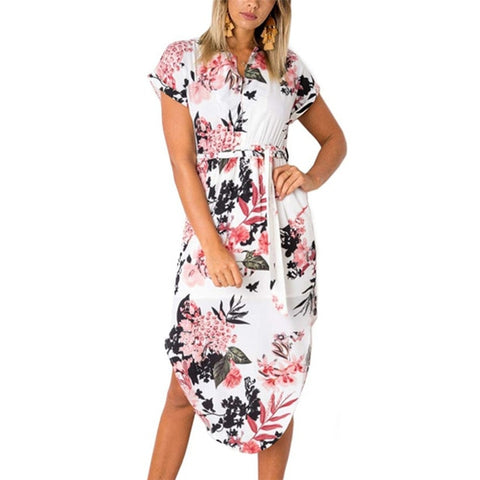 Summer Dress 2020 Women Boho Style Geometric Print Beach Dress Elegant Party Dresses with Belt Vestidos de fiesta Plus Size XXXL