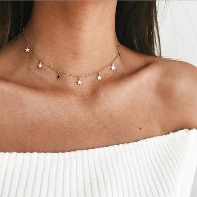 Gold Color Star Pendant Necklace Choker Chain necklaces for women Kolye Bijoux Collares Mujer gargantilha Collier Femme