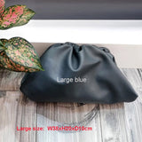 38cmBig Leather Pouch Handbag Women 2019 Soft Hand Purse Fashion Clutch Bag Evening Party Purse Bag Women Large Ruched Cloud Bag