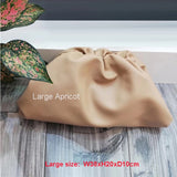 38cmBig Leather Pouch Handbag Women 2019 Soft Hand Purse Fashion Clutch Bag Evening Party Purse Bag Women Large Ruched Cloud Bag