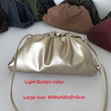 38cmBig Leather Pouch Handbag Women 2019 Soft Hand Purse Fashion Clutch Bag Evening Party Purse Bag Women Large Ruched Cloud Bag