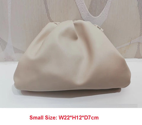 38cmBig Leather Pouch Handbag Women 2019 Soft Hand Purse Fashion Clutch Bag Evening Party Purse Bag Women Large Ruched Cloud Bag
