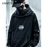 UNSETTLE Fish Mouth Japanese Harajuku Embroidery Tactics Streetwear Hoodies Hip Hop men pullover hoodie Casual Sweatshirts Tops