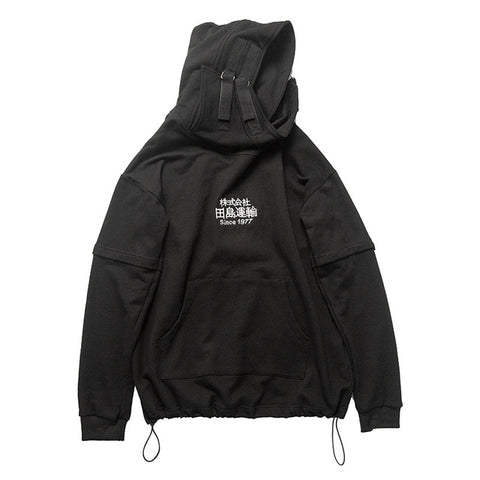 UNSETTLE Fish Mouth Japanese Harajuku Embroidery Tactics Streetwear Hoodies Hip Hop men pullover hoodie Casual Sweatshirts Tops