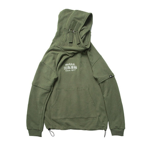 UNSETTLE Fish Mouth Japanese Harajuku Embroidery Tactics Streetwear Hoodies Hip Hop men pullover hoodie Casual Sweatshirts Tops