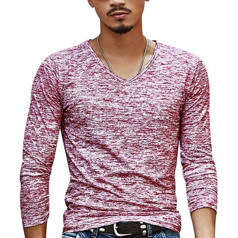 2019  Men Casual T Shirts Long Sleeve  Tops Tees Shirt Mens Clothing Fashion V Neck Tshirt Undetshirts 3XL Oversized