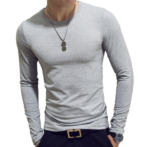 2019  Men Casual T Shirts Long Sleeve  Tops Tees Shirt Mens Clothing Fashion V Neck Tshirt Undetshirts 3XL Oversized