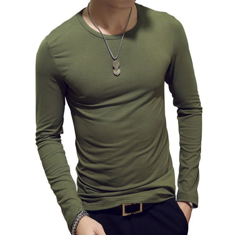 2019  Men Casual T Shirts Long Sleeve  Tops Tees Shirt Mens Clothing Fashion V Neck Tshirt Undetshirts 3XL Oversized