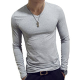 2019  Men Casual T Shirts Long Sleeve  Tops Tees Shirt Mens Clothing Fashion V Neck Tshirt Undetshirts 3XL Oversized