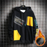 SingleRoad Men's Hoodies Men Winter Fleece Harajuku Japanese Streetwear Hip Hop Yellow Hoodie Men Sweatshirts Sweatshirt Male
