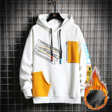 SingleRoad Men's Hoodies Men Winter Fleece Harajuku Japanese Streetwear Hip Hop Yellow Hoodie Men Sweatshirts Sweatshirt Male