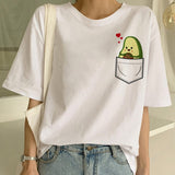 New Avocado Shirt Vegan T Shirt Women Harajuku Kawaii Short Sleeve T-shirt Vogue 90s Korean Style Tshirt Fashion Top Tees Female