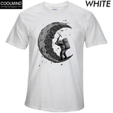 100% cotton digging the moon print funny mens o-neck t shirts fashion men's tops men T-shirt cool men tshirt male men tee shirts
