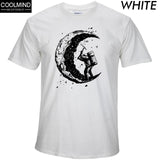 100% cotton digging the moon print funny mens o-neck t shirts fashion men's tops men T-shirt cool men tshirt male men tee shirts