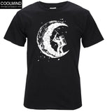 100% cotton digging the moon print funny mens o-neck t shirts fashion men's tops men T-shirt cool men tshirt male men tee shirts
