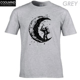 100% cotton digging the moon print funny mens o-neck t shirts fashion men's tops men T-shirt cool men tshirt male men tee shirts