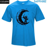 100% cotton digging the moon print funny mens o-neck t shirts fashion men's tops men T-shirt cool men tshirt male men tee shirts
