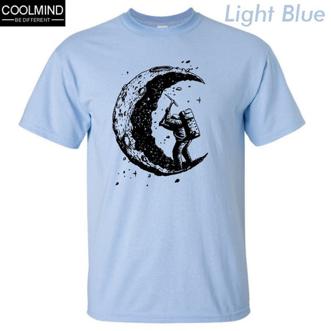 100% cotton digging the moon print funny mens o-neck t shirts fashion men's tops men T-shirt cool men tshirt male men tee shirts