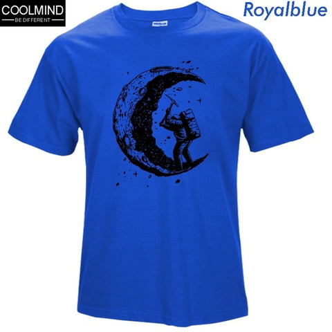 100% cotton digging the moon print funny mens o-neck t shirts fashion men's tops men T-shirt cool men tshirt male men tee shirts