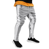Mens Joggers zipper Casual Pants Fitness Sportswear Tracksuit Bottoms Skinny Sweatpants Trousers Black Gyms Jogger Track Pants