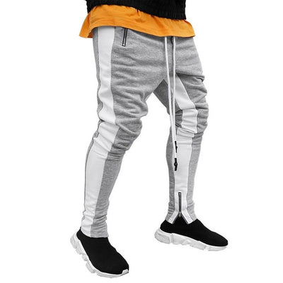 Mens Joggers zipper Casual Pants Fitness Sportswear Tracksuit Bottoms Skinny Sweatpants Trousers Black Gyms Jogger Track Pants