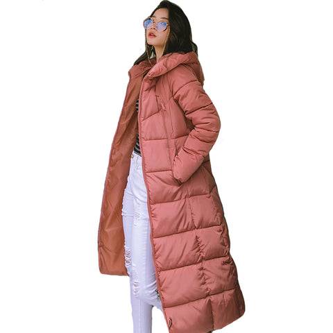 2019 Winter Women Jacket X-long Hooded Cotton Padded Female Coat High Quality Warm Outwear Womens Parka Manteau Femme Hiver