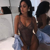Cryptographic Neon Pink Classic Sheer Lace Bodysuit Women Sexy Backless Mesh Straps Jumpsuit High-Cut Body Suits Thong Hot Sale