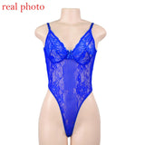 Cryptographic Neon Pink Classic Sheer Lace Bodysuit Women Sexy Backless Mesh Straps Jumpsuit High-Cut Body Suits Thong Hot Sale