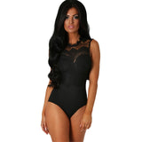 ADEWEL 2020 Sexy Women Lace Bodysuit High Neck Open Back Bodycon Body Tops Woman Bodysuit Romper Combinaison Black/white/pink