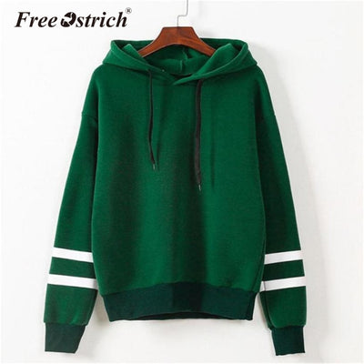 FREE OSTRICH Sweatshirt 2017 Women Hoodies Fashion Casual Striped Hoodie Pullover Tops Moletom Feminino Dropshipping De9